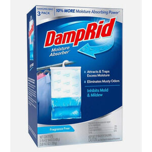 DAMPRID Hanging Moisture Absorber Bag Fragrance Free 3 Bags NEW - SEALED IN BOX
